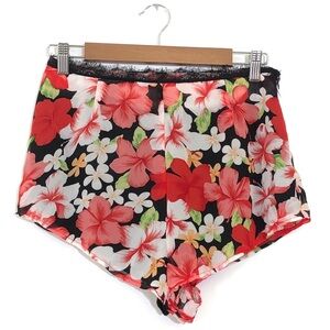 LF x Japonica Red Black Tropical Floral Booty Shorts M